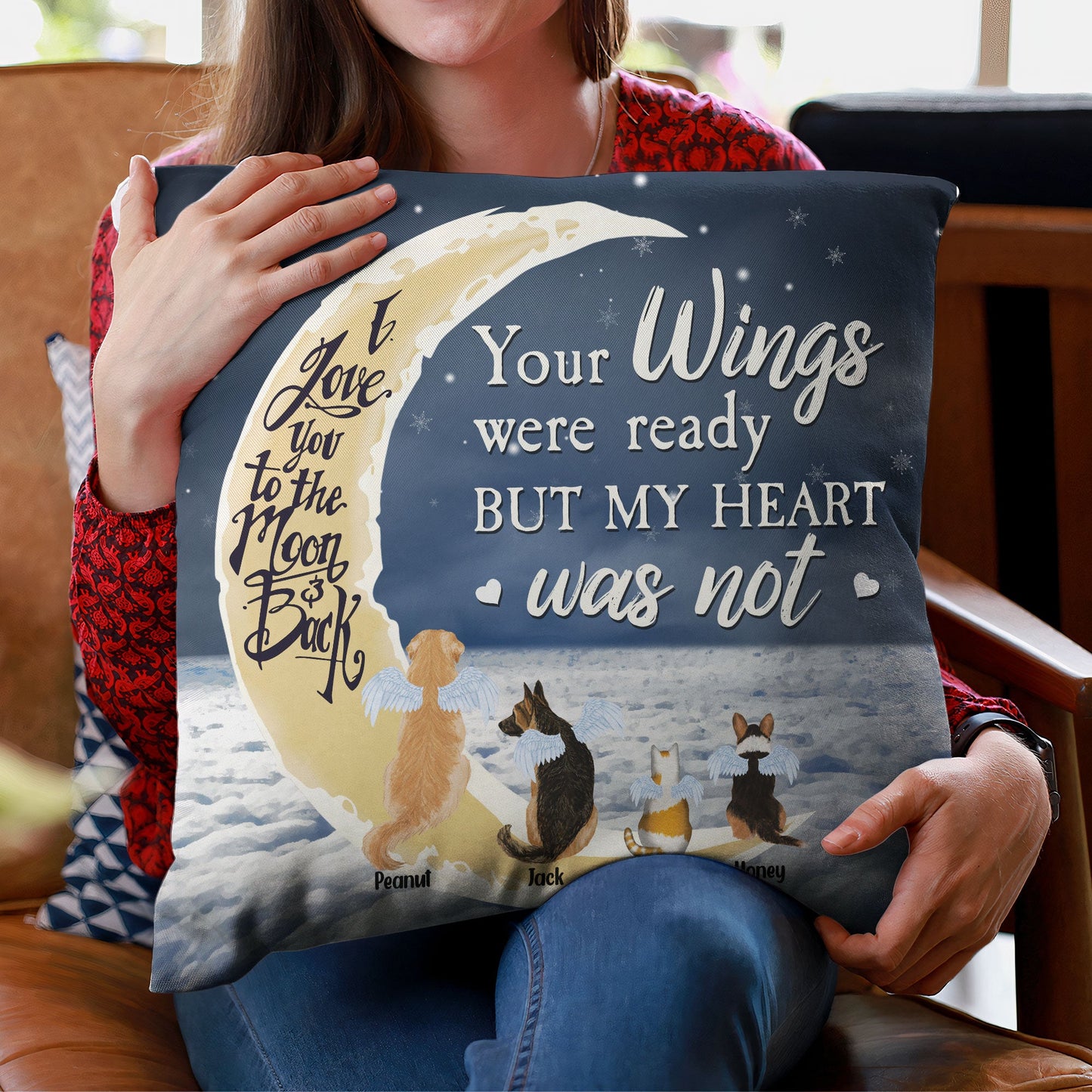 Your Wings Were Ready But My Heart Was Not – Personalized Pillow – Christmas, Memorial, Loving Gift For Pet Loss Owners, Cat Lovers, Dog Lovers