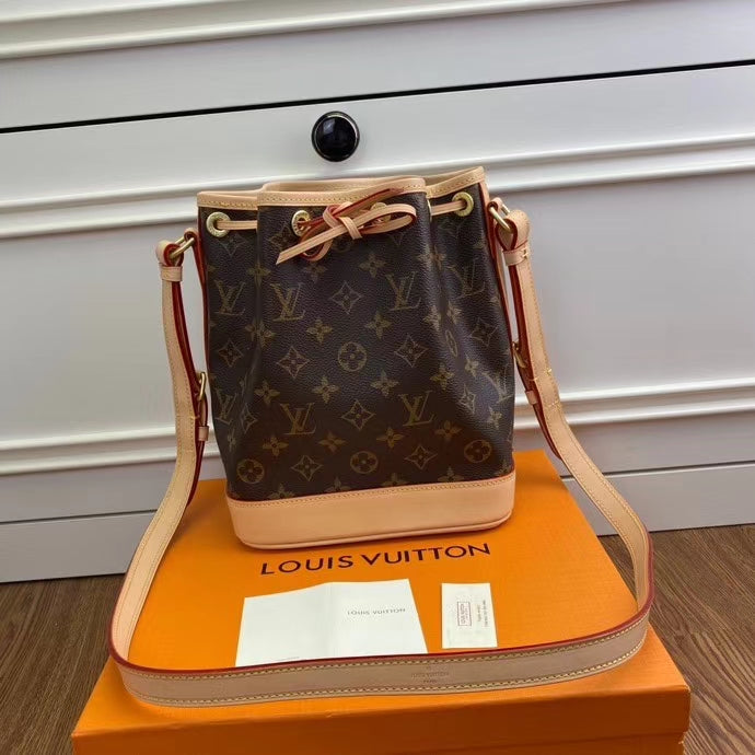 Louis Vuitton Classic Brown Monogram Canvas Drawstring Bucket Crossbody Bag