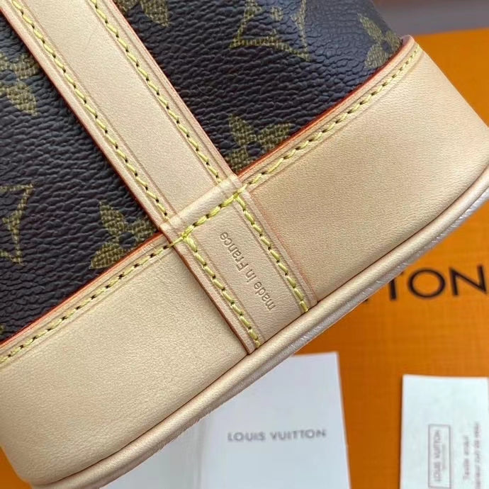 Louis Vuitton Classic Brown Monogram Canvas Drawstring Bucket Crossbody Bag