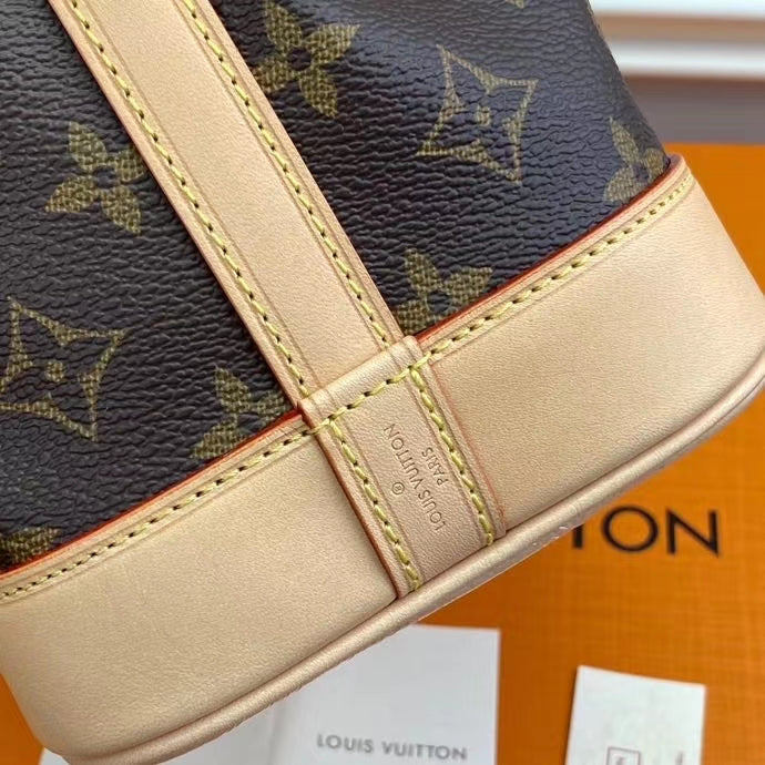 Louis Vuitton Classic Brown Monogram Canvas Drawstring Bucket Crossbody Bag