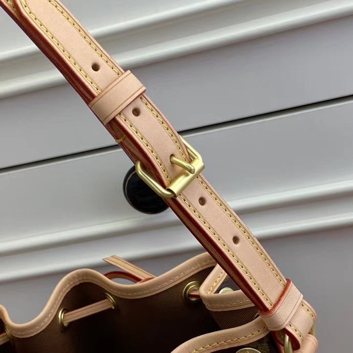 Louis Vuitton Classic Brown Monogram Canvas Drawstring Bucket Crossbody Bag