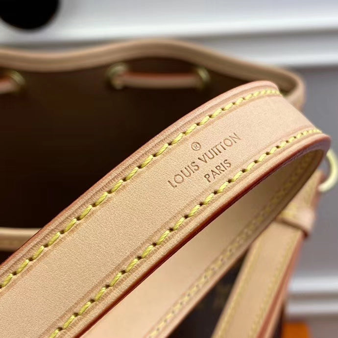 Louis Vuitton Classic Brown Monogram Canvas Drawstring Bucket Crossbody Bag