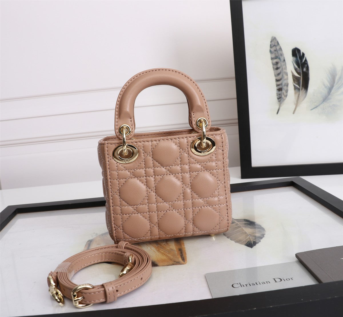 Christian Dior Lady Dior Micro Bag in Blush Cannage Lambskin