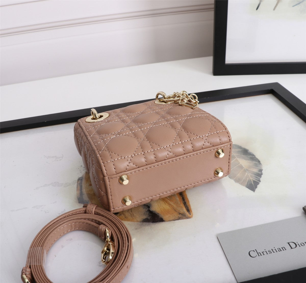 Christian Dior Lady Dior Micro Bag in Blush Cannage Lambskin