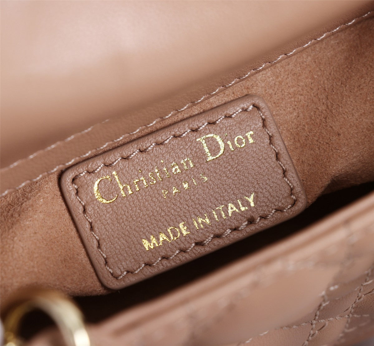 Dior Classic Beige Quilted Leather Mini Handbag with Crossbody Strap