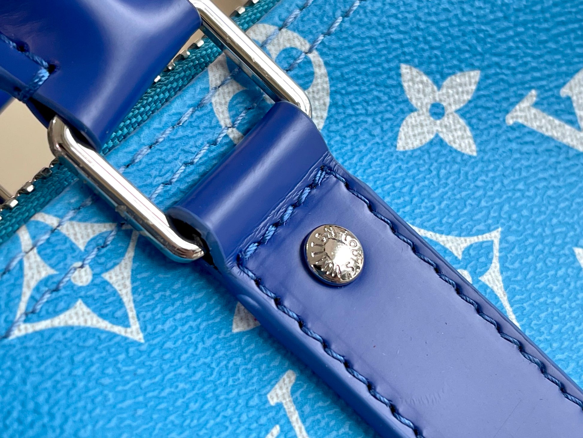 Louis Vuitton Blue Gradient Sky Cloud Monogram Print Travel Duffle Bag