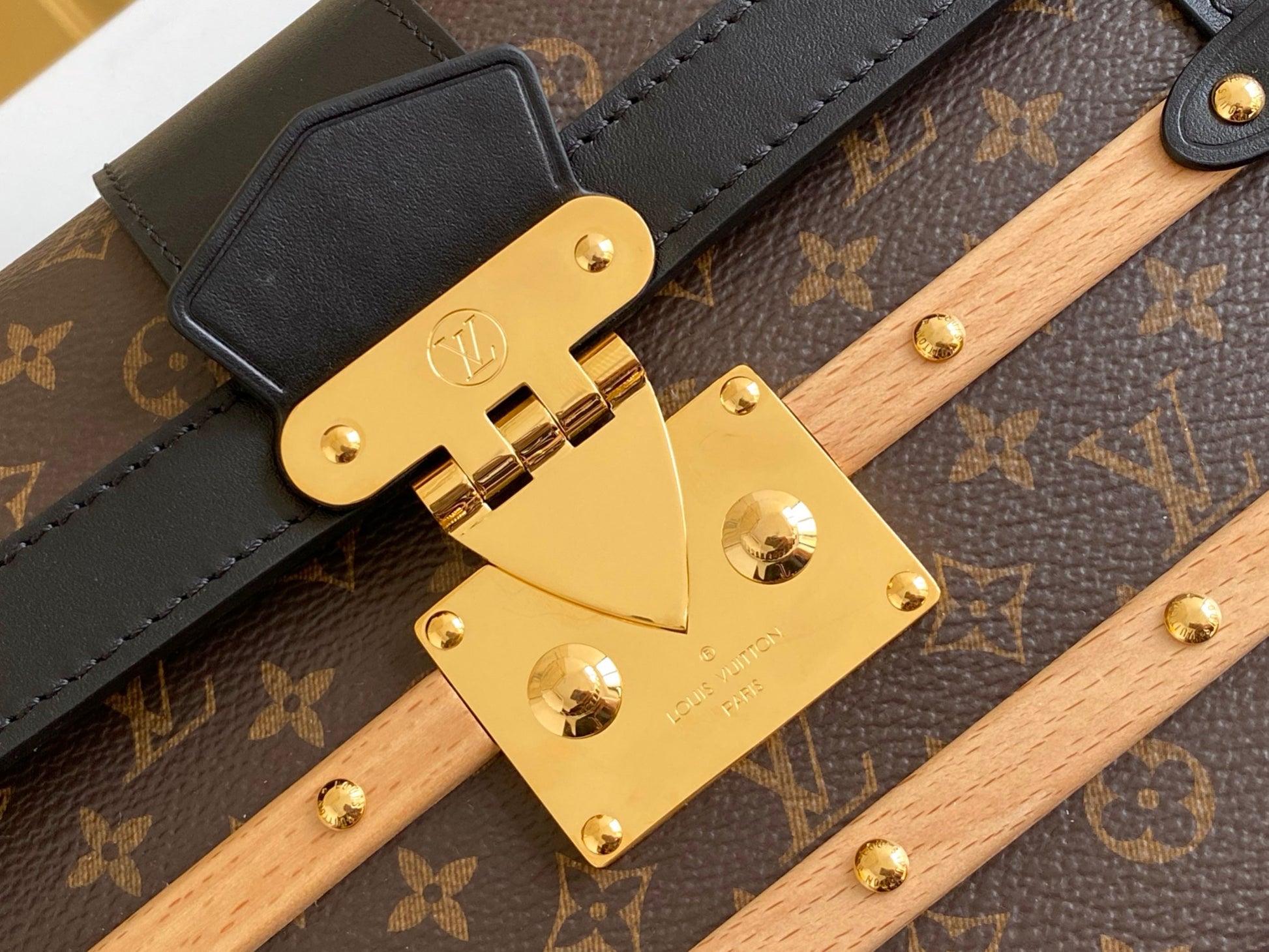 Louis Vuitton Luxury Monogram Canvas Top Handle Bag with Gold Trunk Lock