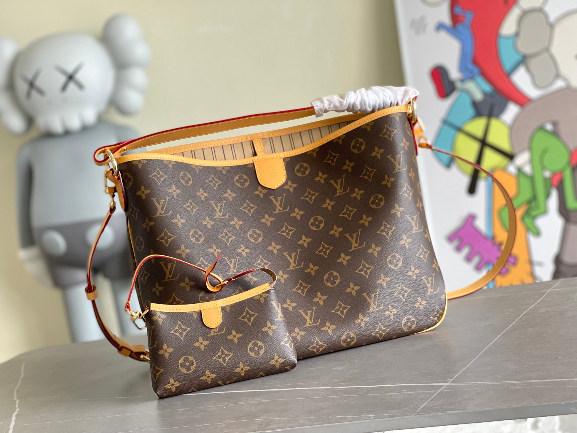 Louis Vuitton Classic Brown Monogram Canvas Shoulder Bag and Pouch Set