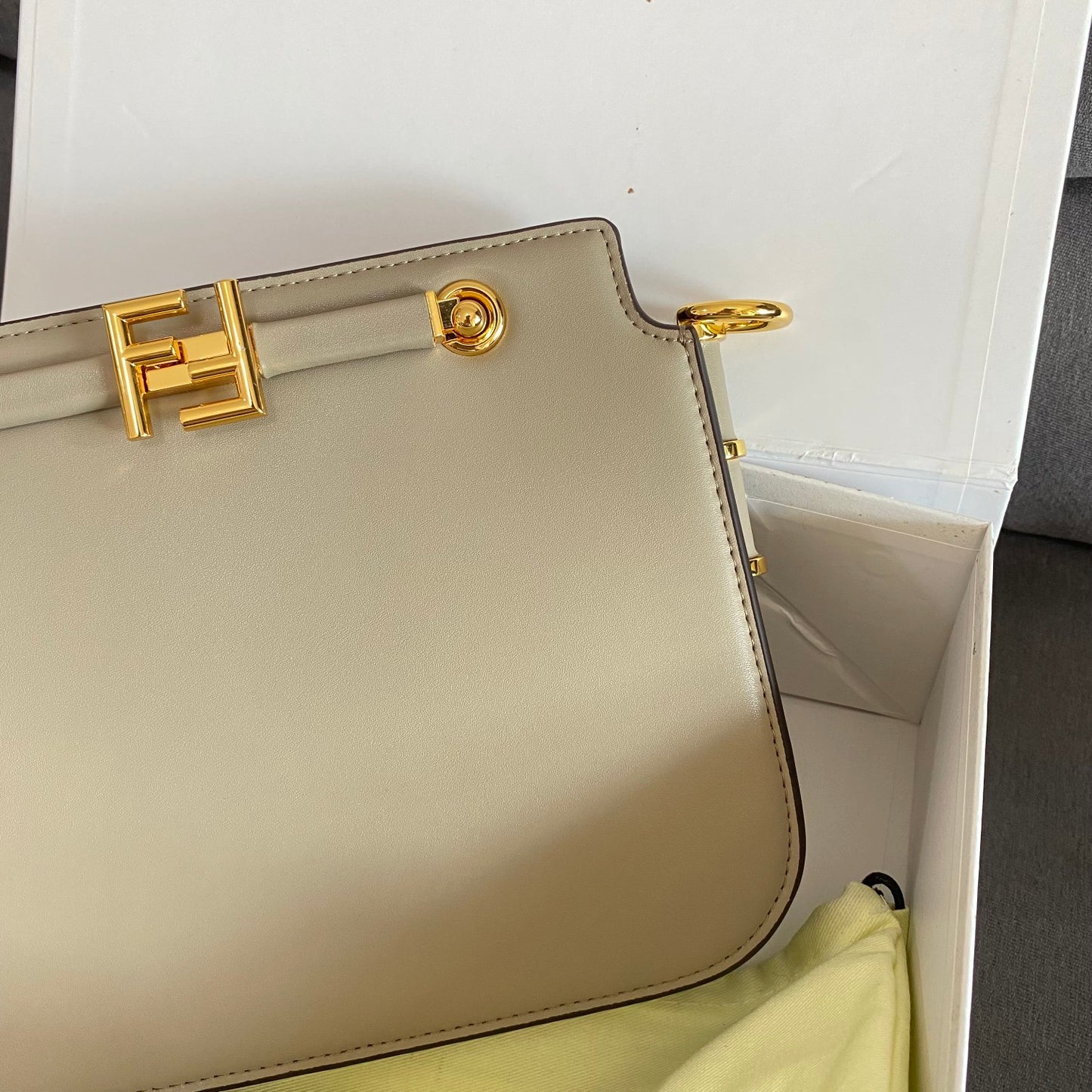 Fendi Touch Leather Shoulder Bag in Dove Grey