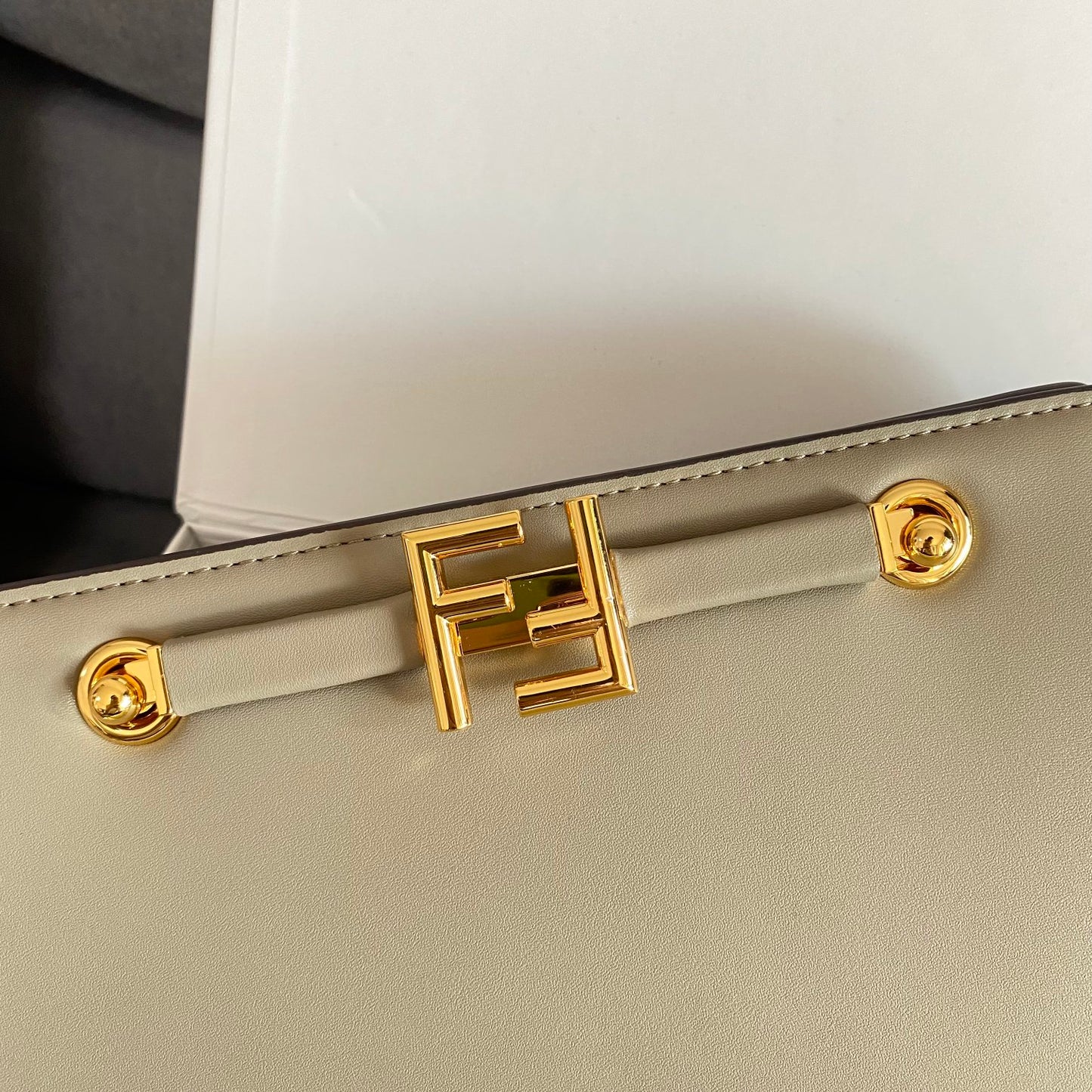 Fendi Touch Leather Shoulder Bag in Dove Grey