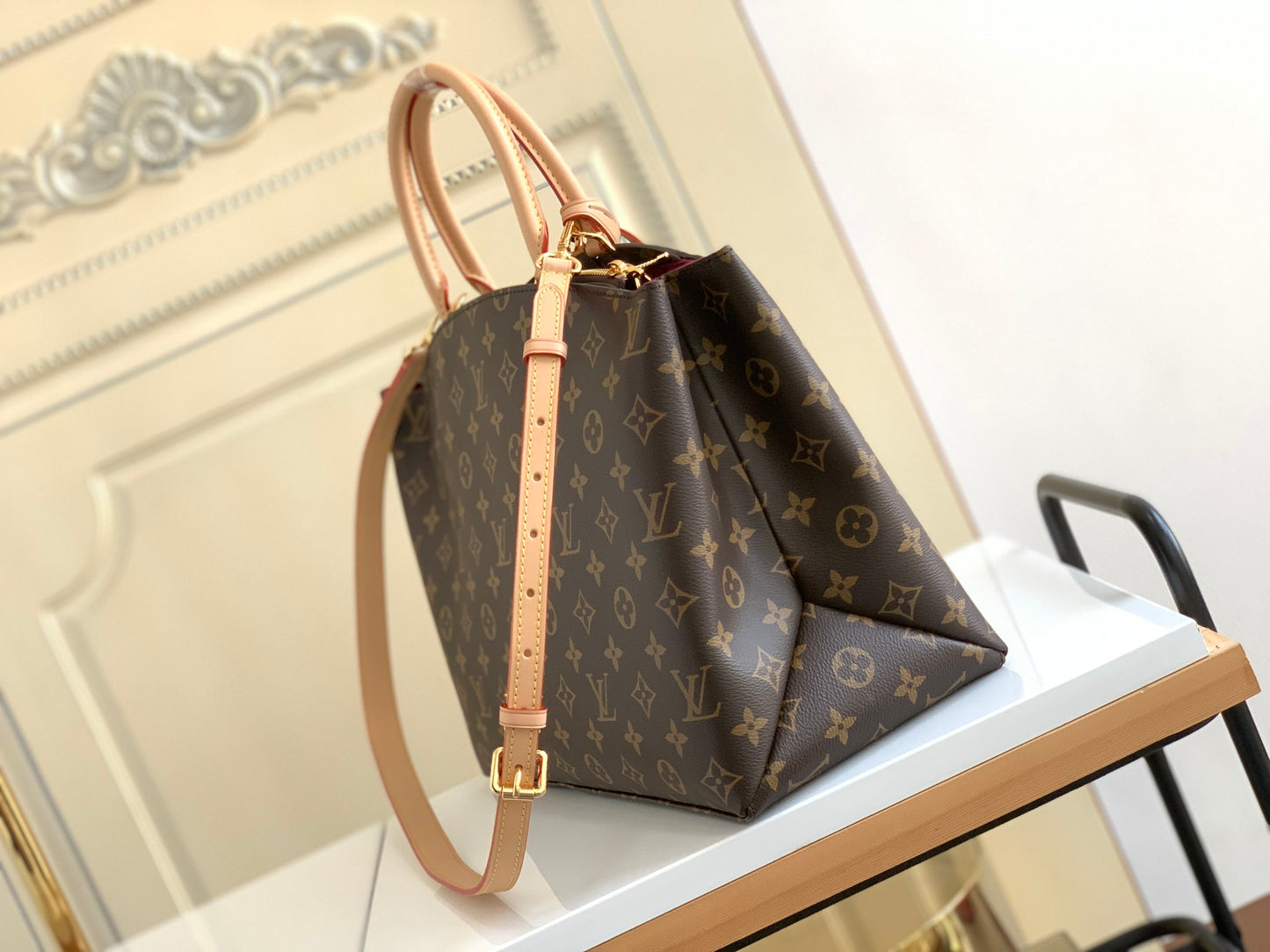 Louis Vuitton Classic Brown Monogram Print Satchel Bag with Shoulder Strap