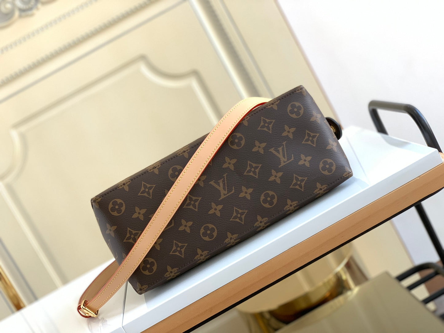 Louis Vuitton Brown Monogram Pattern Satchel Bag with Pink Leather Trim