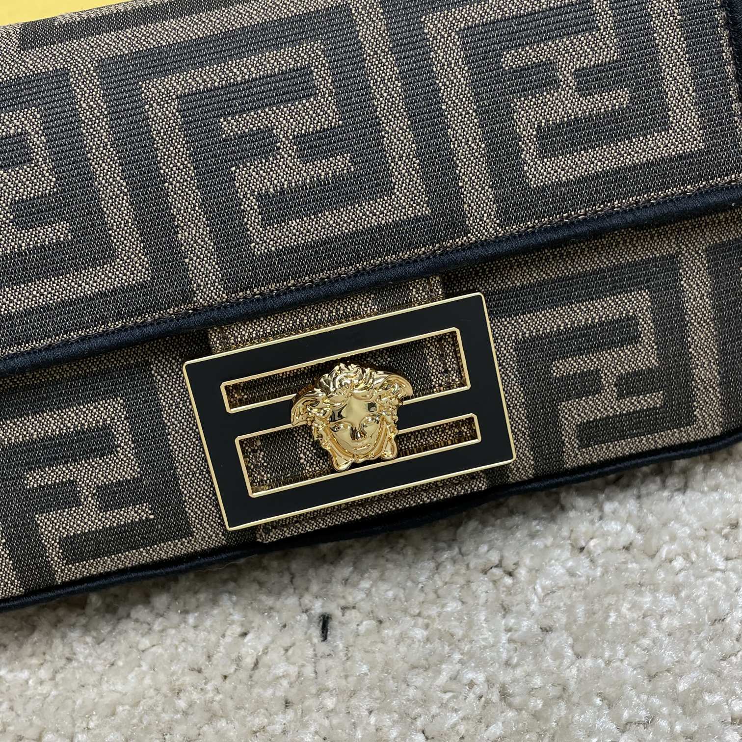 Fendace Baguette Bag - Fendi x Versace Collaboration - Small Brown Monogram Canvas