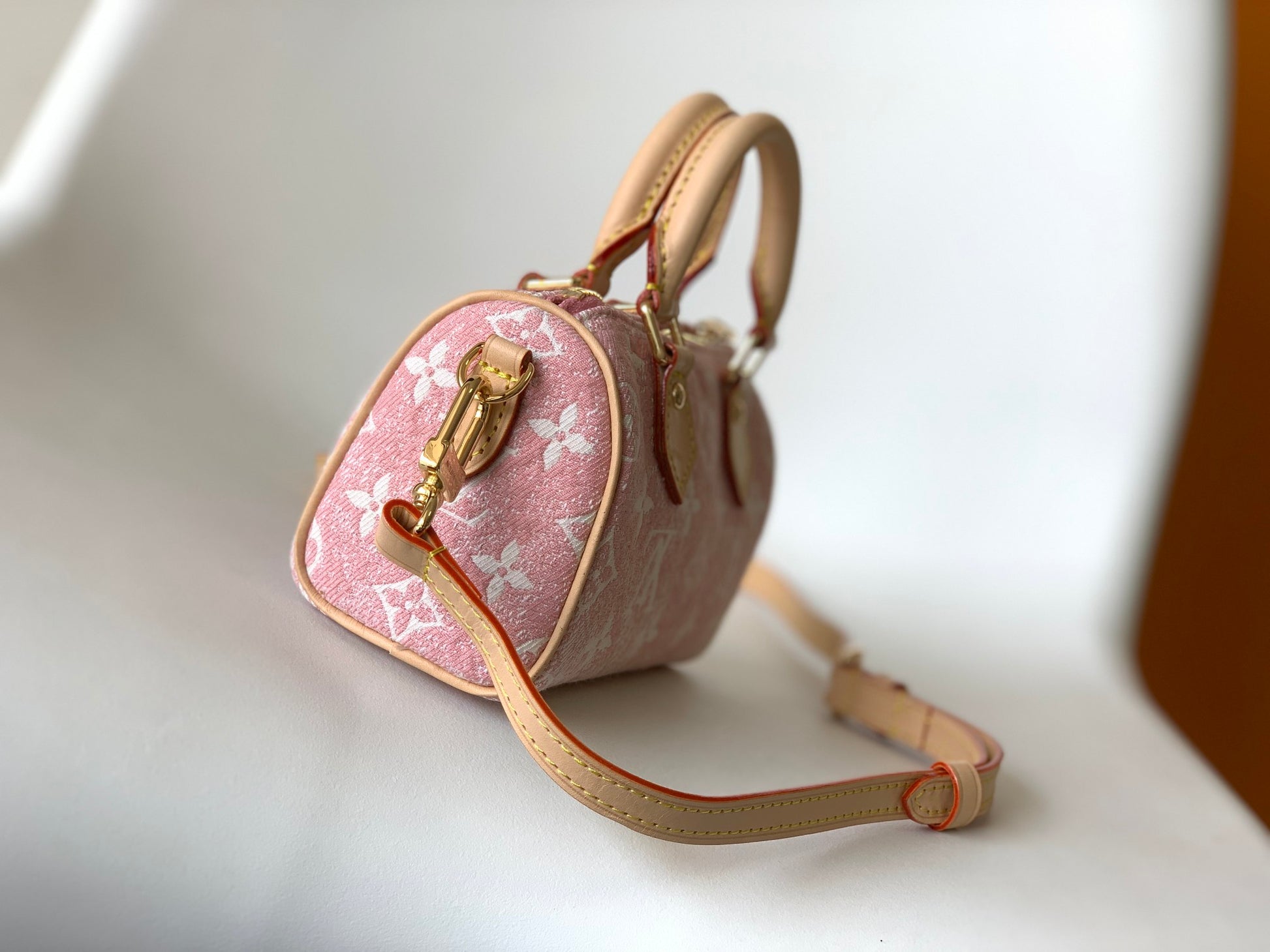 Louis Vuitton Nano Speedy Pink Monogram Denim Handbag
