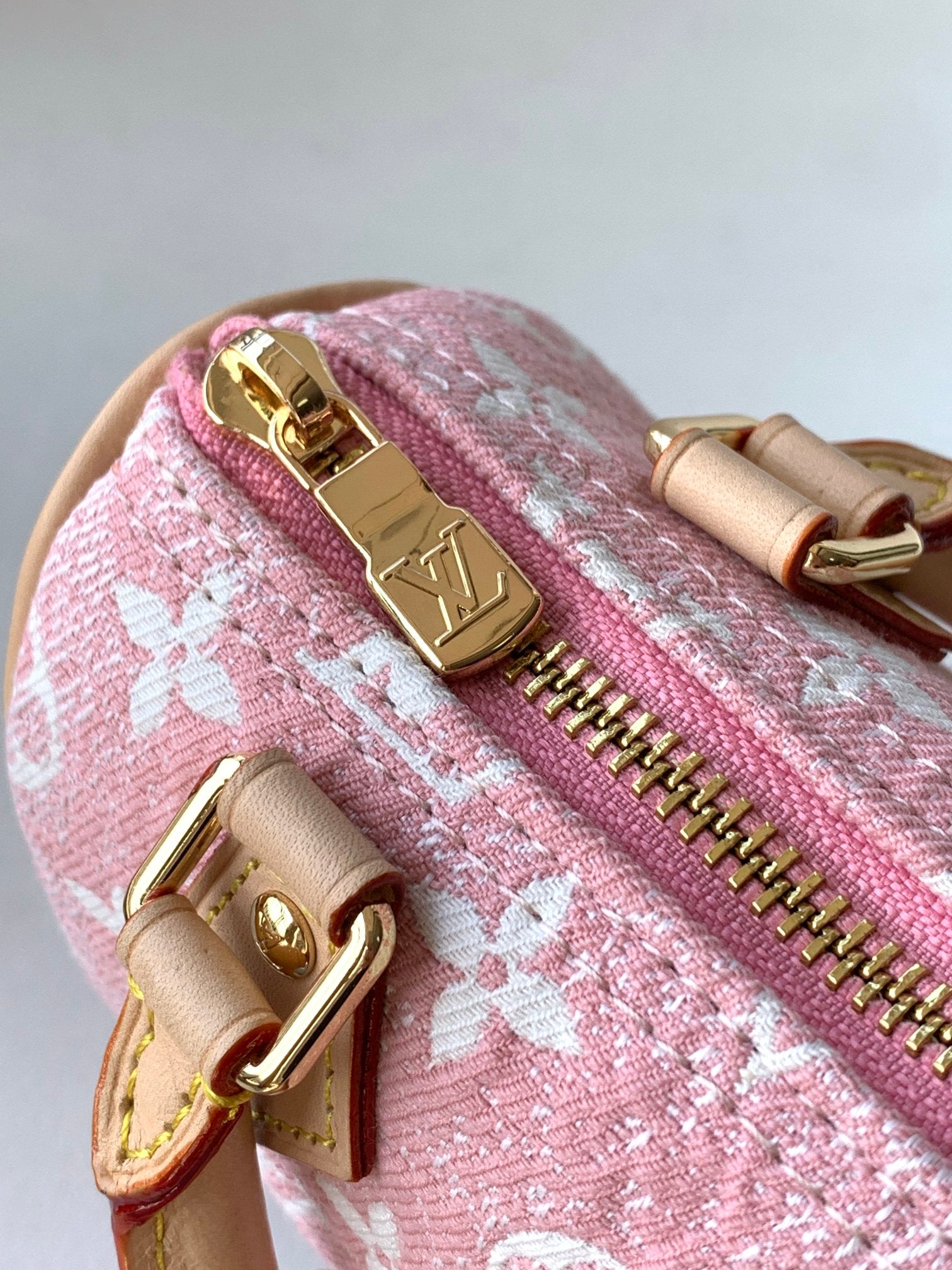 Louis Vuitton Nano Speedy Pink Monogram Denim Handbag
