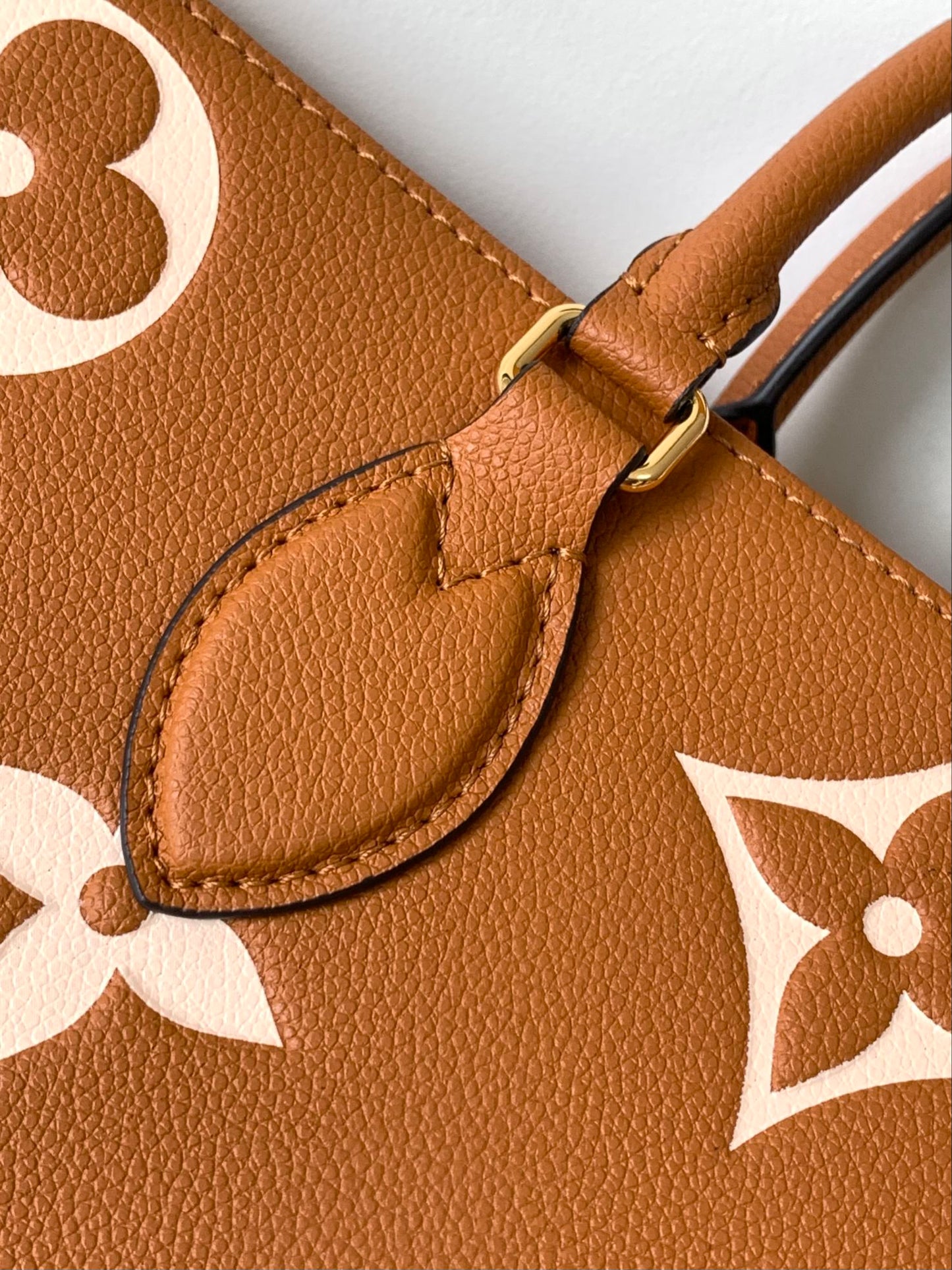 Louis Vuitton Large Brown Monogram Pattern Leather Tote Bag with Handles