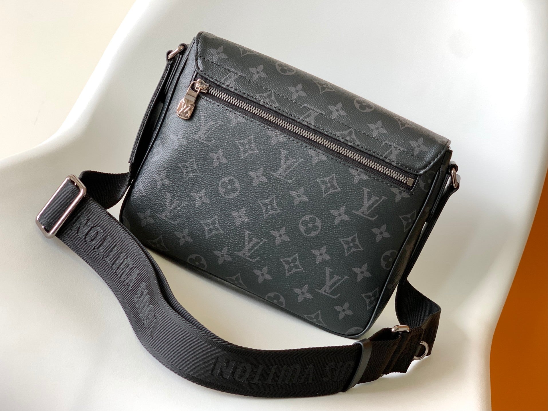 Louis Vuitton Black Monogram Canvas Messenger Bag with Adjustable Crossbody Strap