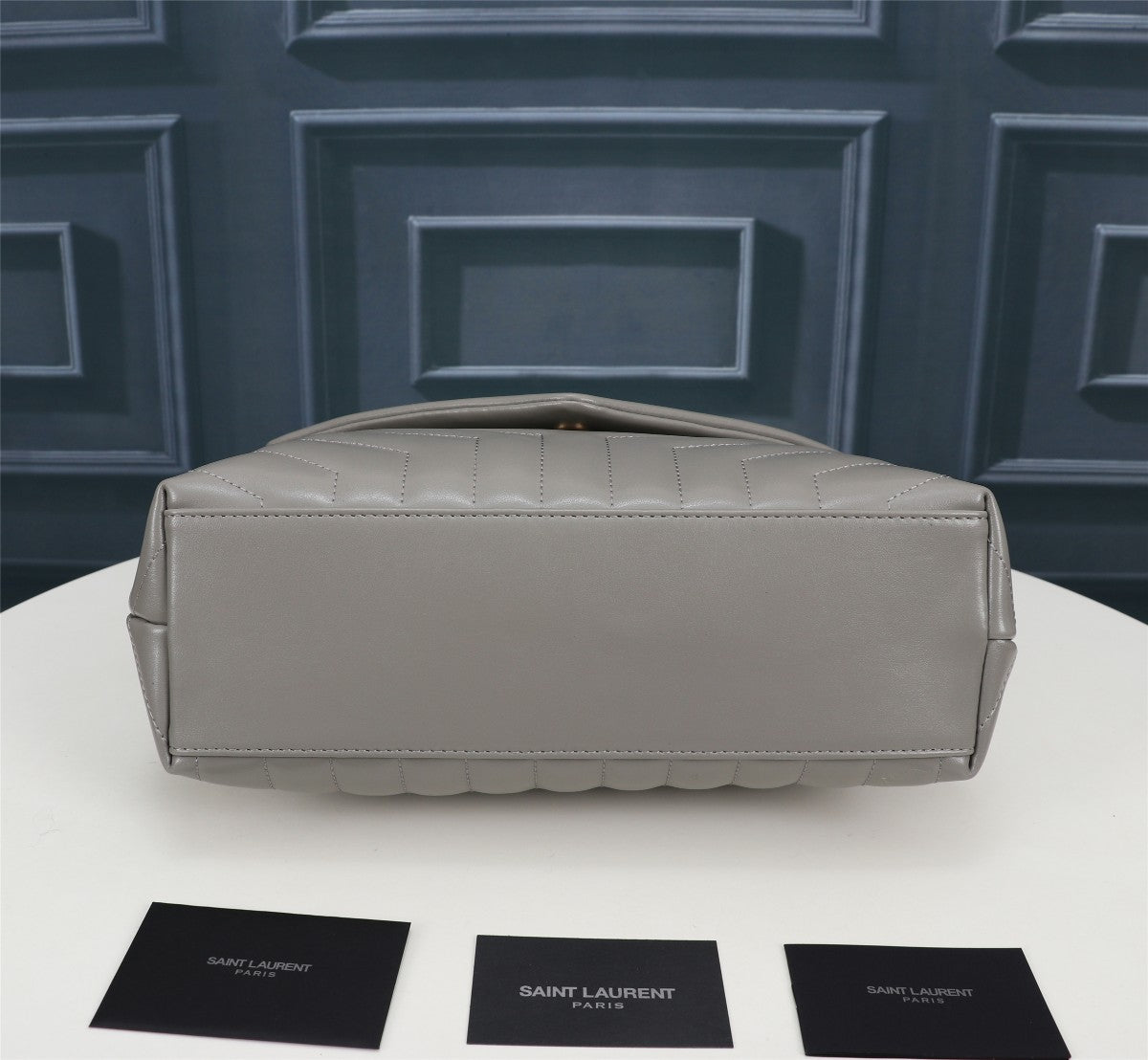 Saint Laurent Loulou Medium Chain Bag in Matelassé Leather - Grey