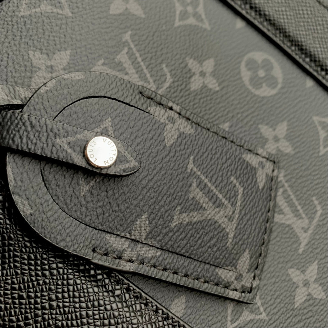 Louis Vuitton Black Monogram Canvas Business Briefcase with Leather Trim