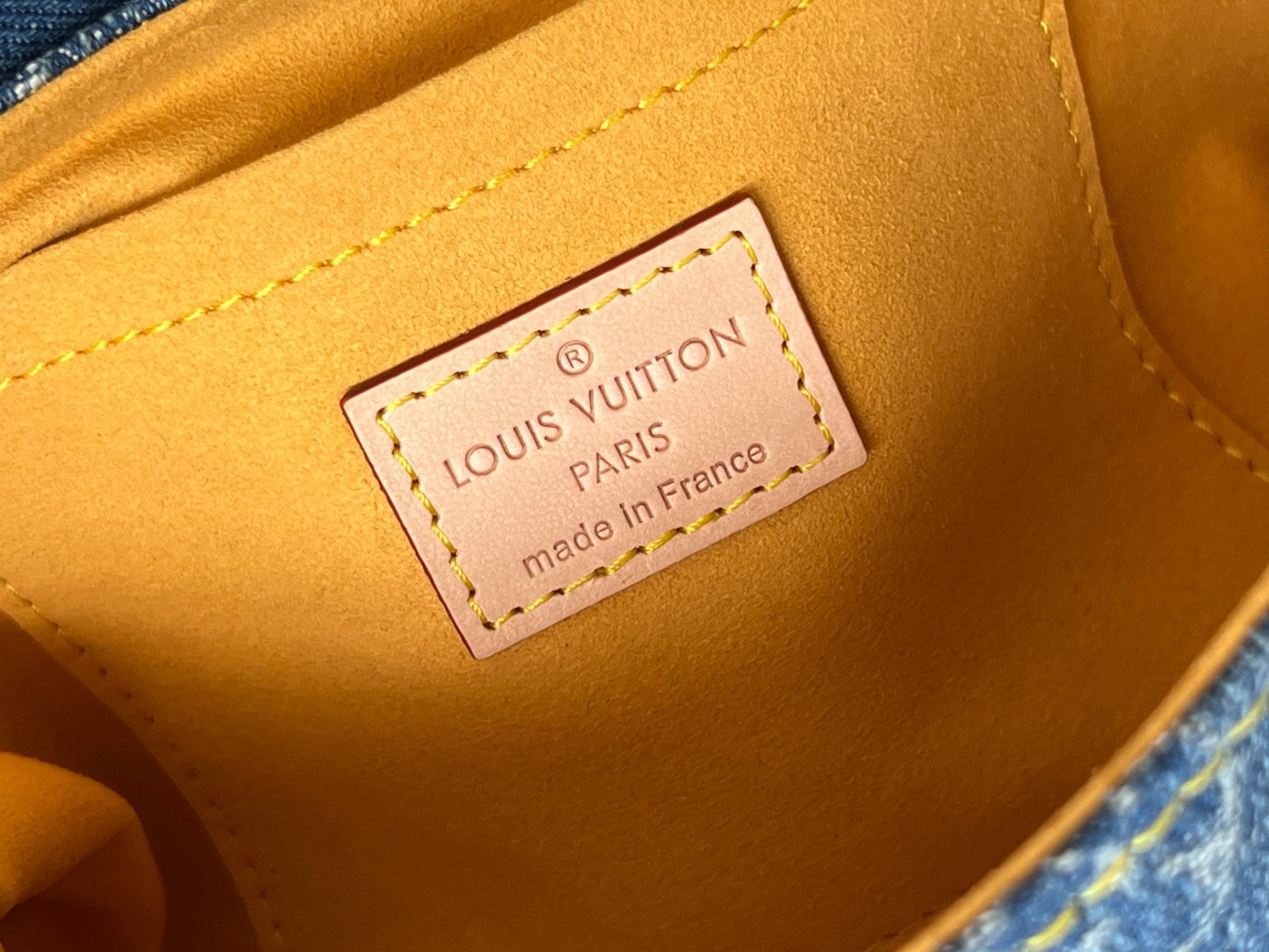 Louis Vuitton Vintage Blue Denim Monogram Shoulder Bag with Gold Lock Clasp