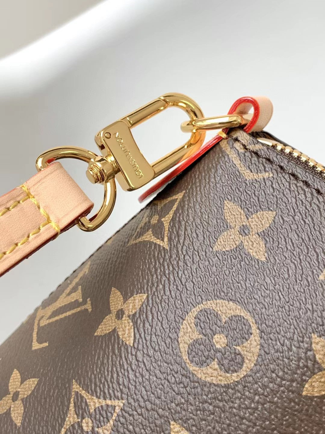 Louis Vuitton Brown Monogram Pattern Canvas Satchel Handbag with Leather Handles