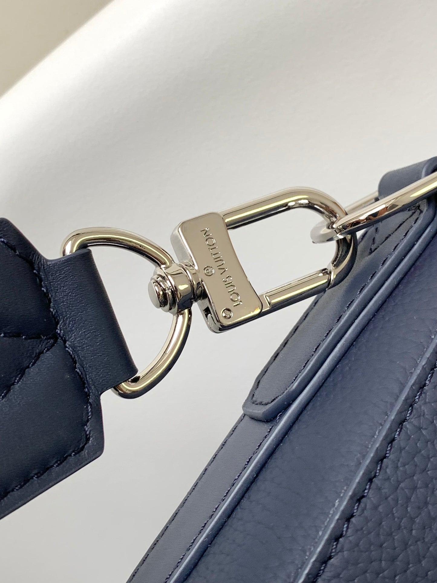 Louis Vuitton Navy Blue Textured Leather Crossbody Messenger Bag for Men