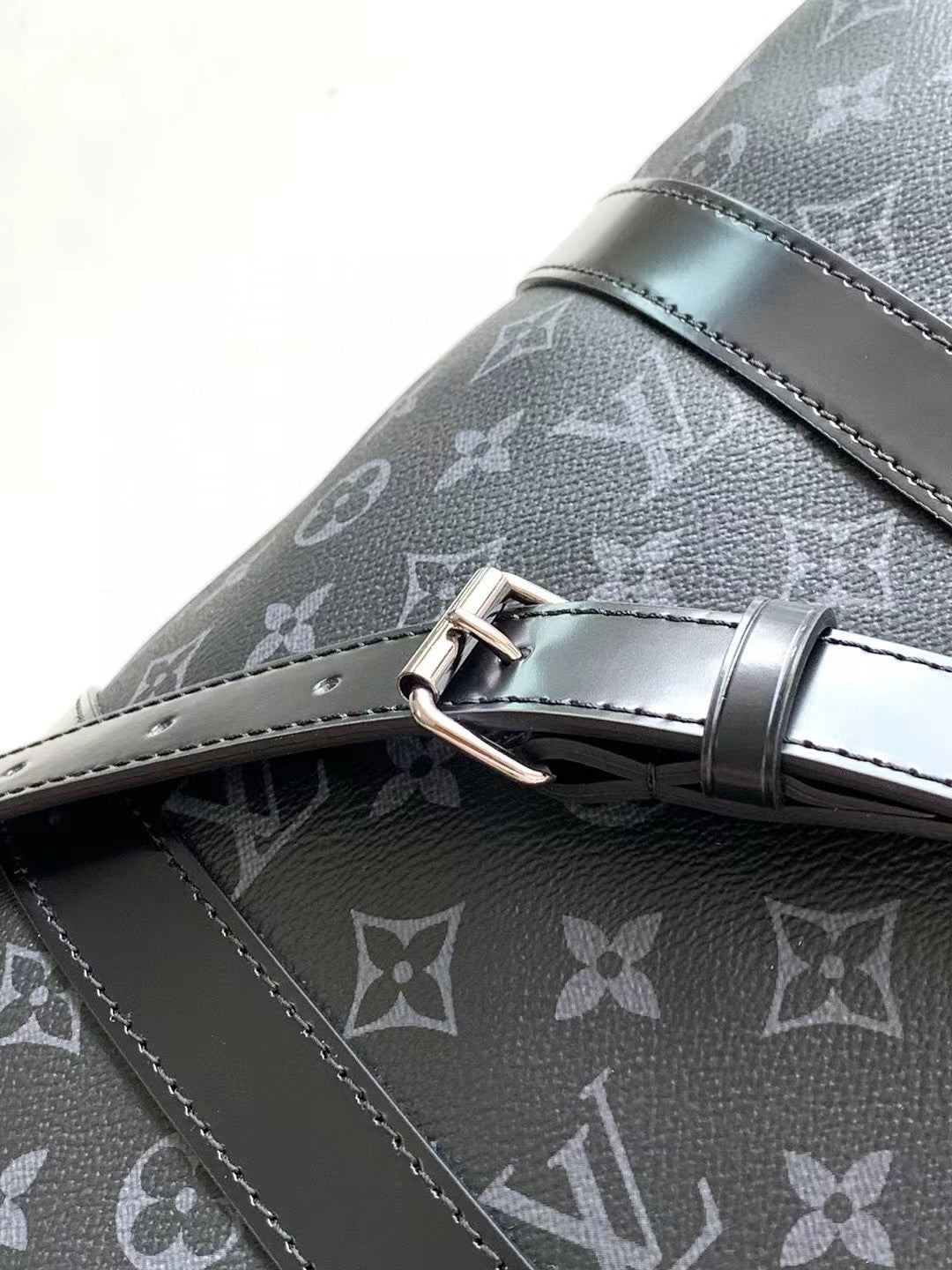 Louis Vuitton Black Monogram Pattern Travel Duffle Bag with Shoulder Strap