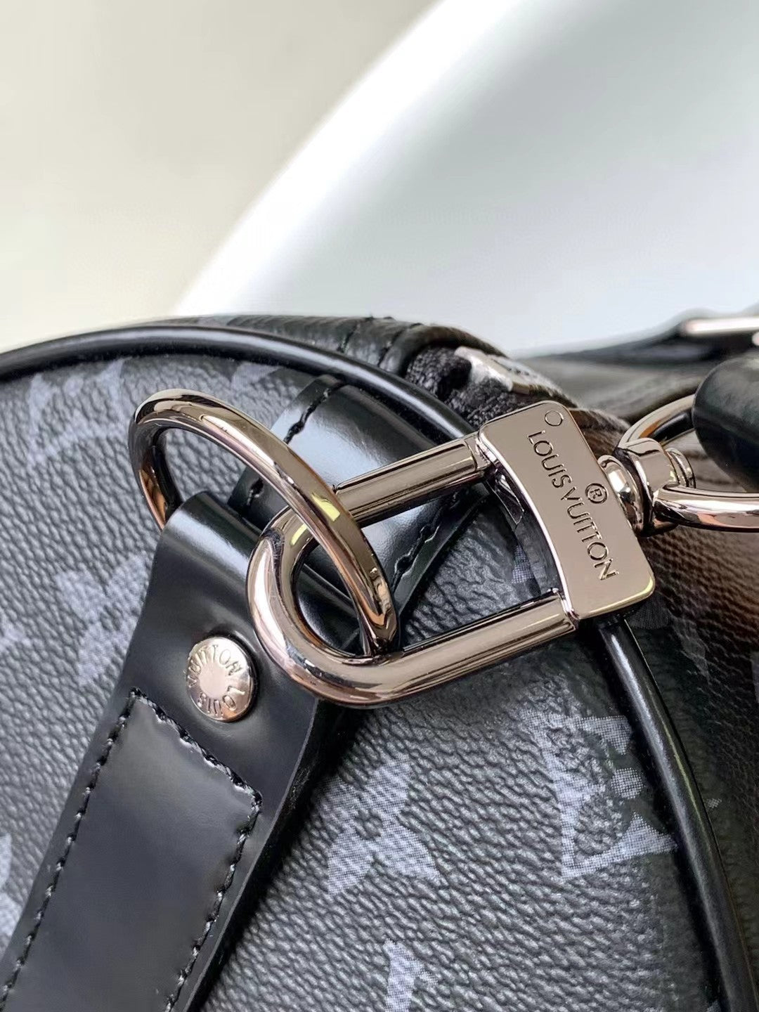 Louis Vuitton Black Monogram Canvas Travel Duffel Bag with Shoulder Strap