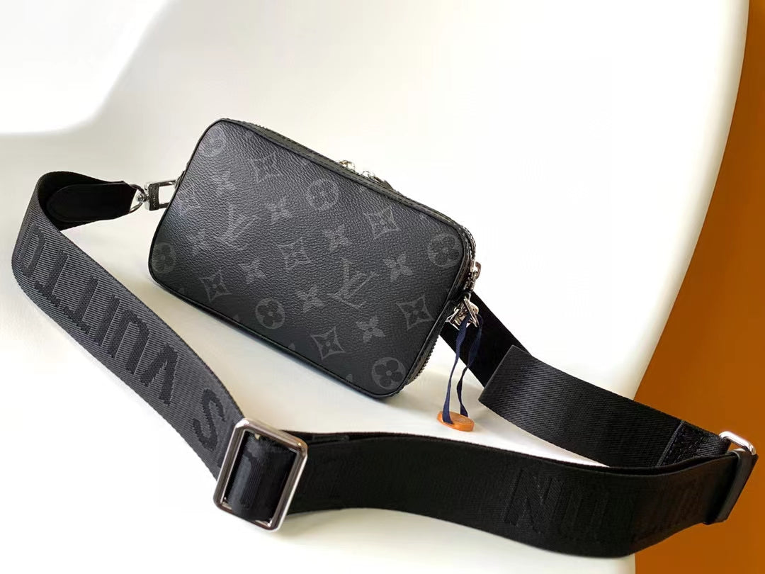Louis Vuitton Dark Grey Monogram Print Canvas Crossbody Bag with Fabric Strap