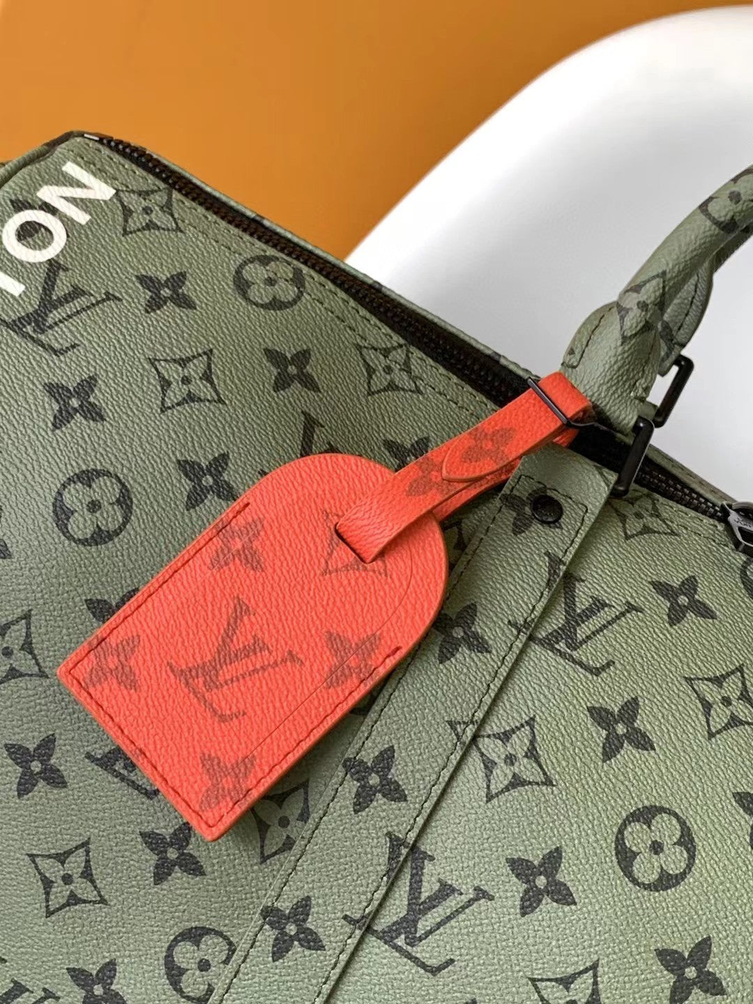 Louis Vuitton Olive Green Monogram Pattern Travel Duffle Bag with Shoulder Strap