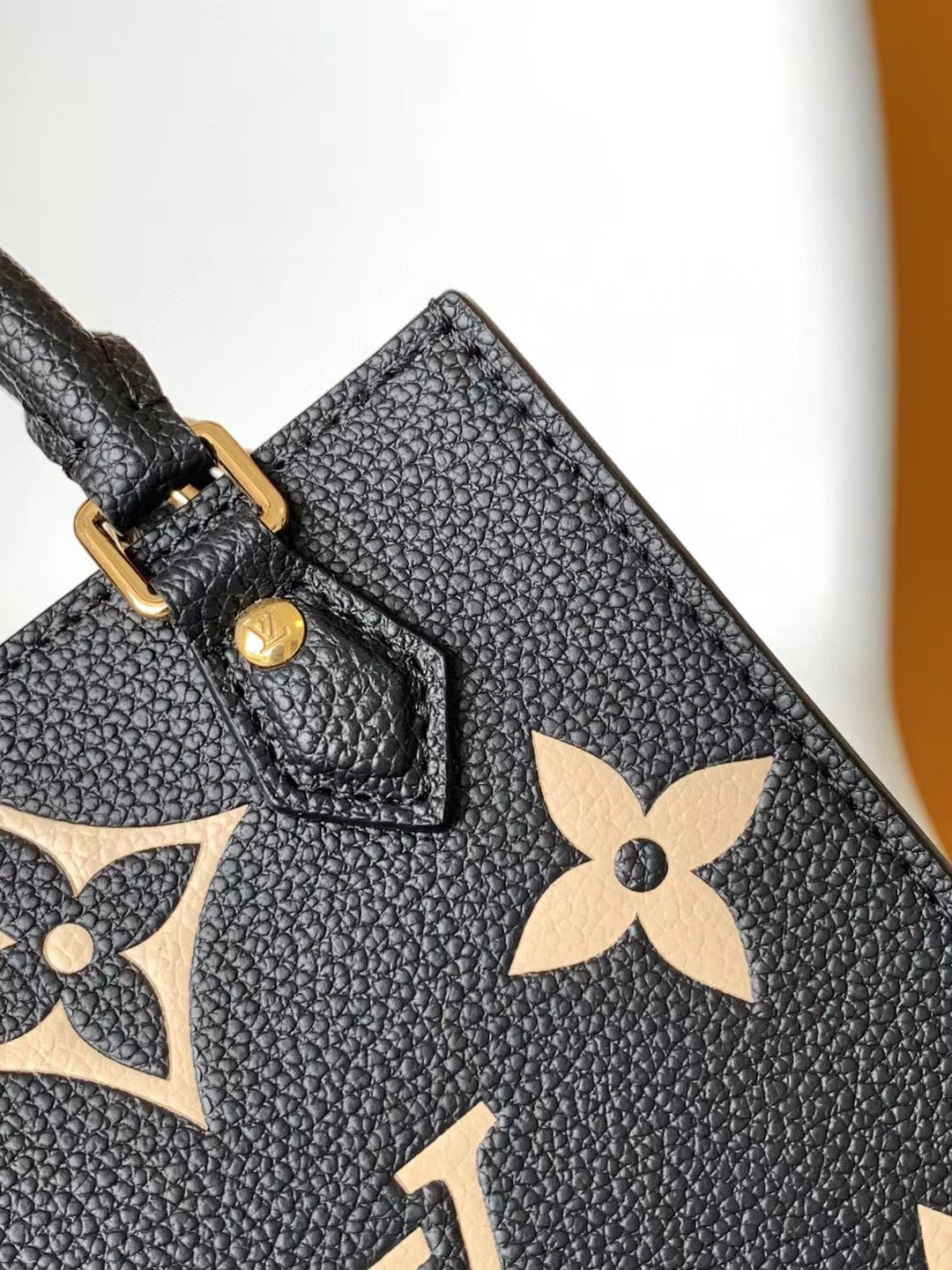 Louis Vuitton Black Embossed Leather Mini Crossbody Tote Bag with Gold Floral Details