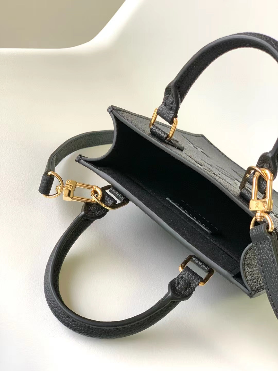 Louis Vuitton Black Embossed Monogram Leather Mini Tote Crossbody Bag