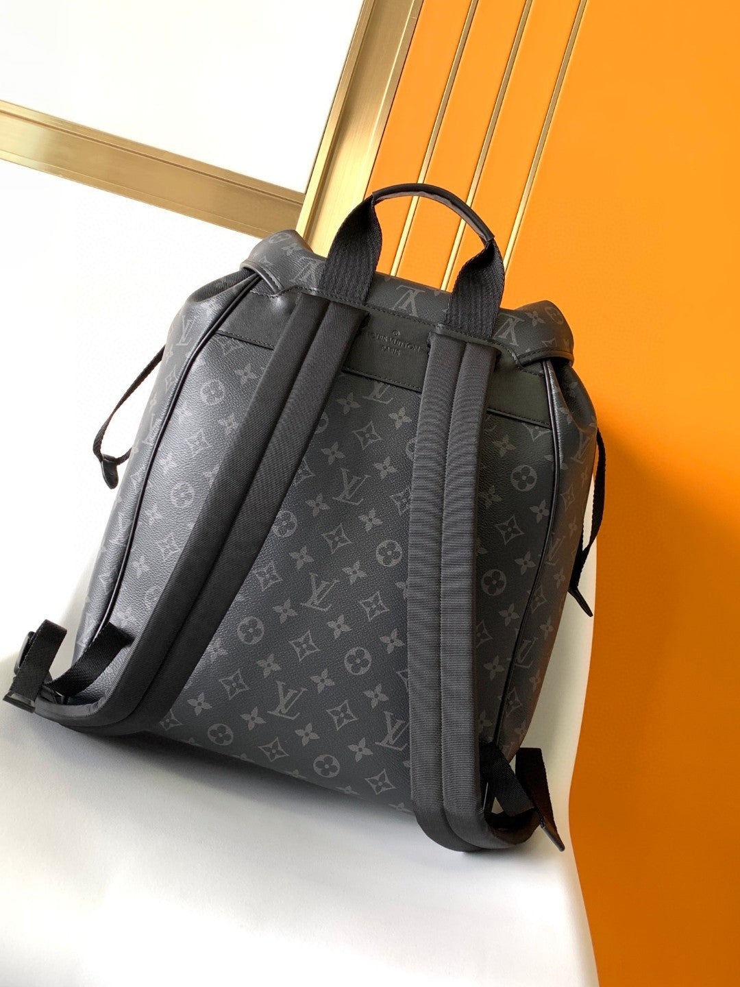Louis Vuitton Luxury Black Monogram Pattern Canvas Backpack for Men and Women
