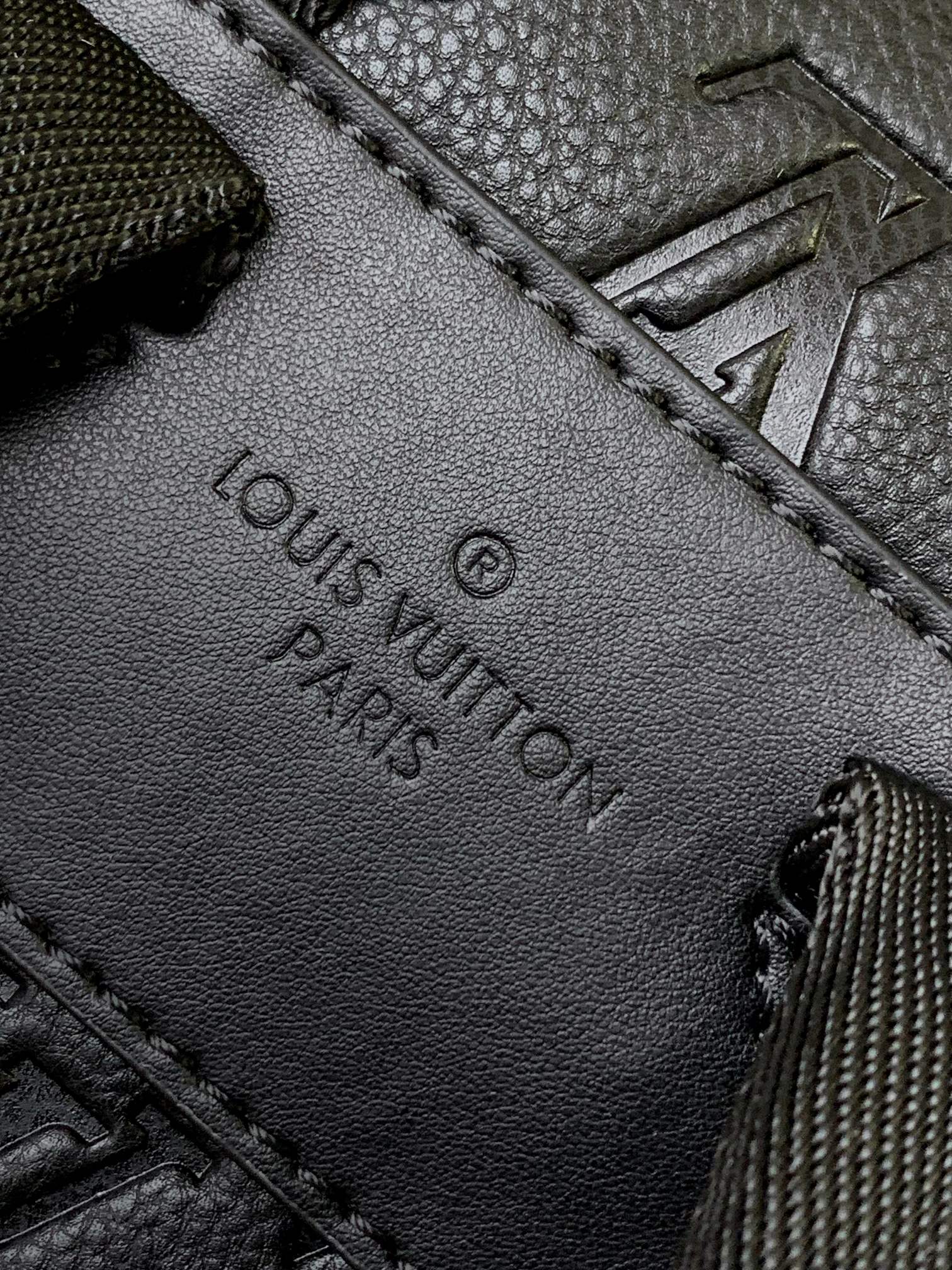 Louis Vuitton Matte Black Embossed Monogram Leather Backpack with Buckle Flap