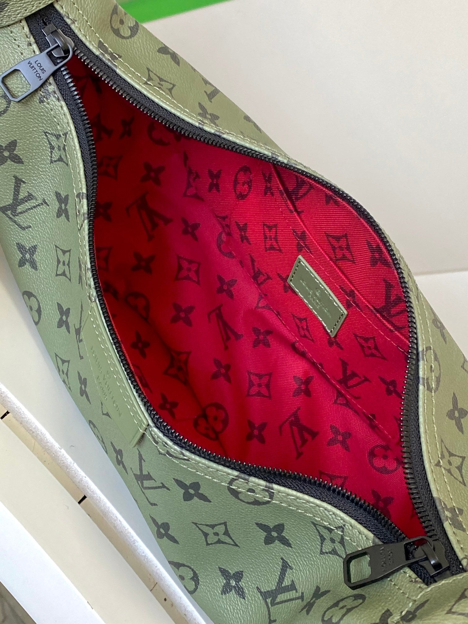 Louis Vuitton Olive Green Monogram Crescent Crossbody Sling Bag with Red Tag