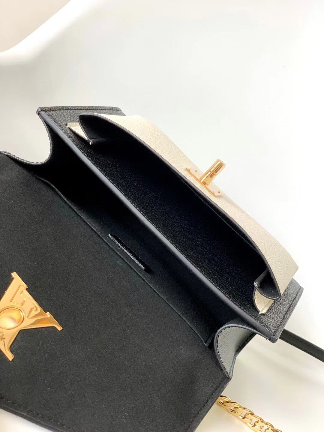 Louis Vuitton Lockme II BB Black &amp; Cream Calfskin Shoulder Bag