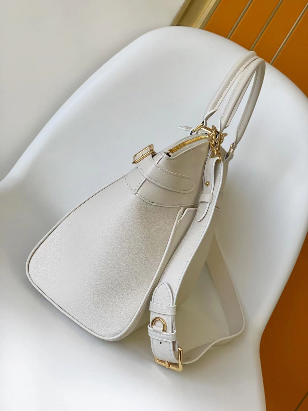 Furla Piper Medium Dome Bag - Beige Textured Leather Satchel