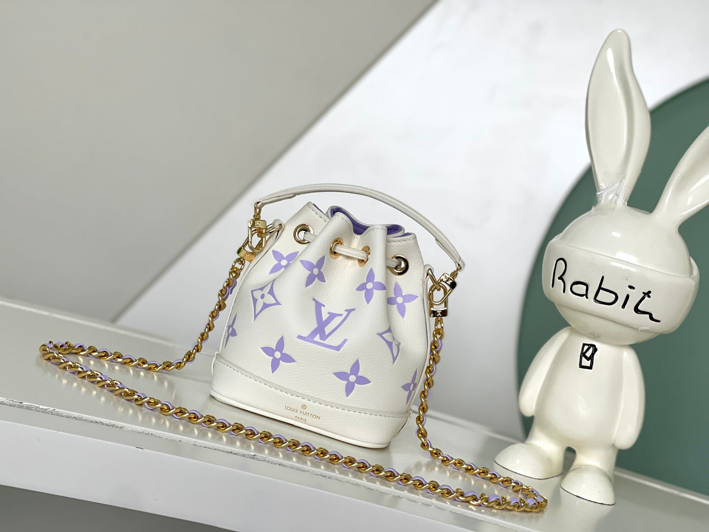 Louis Vuitton Elegant Purple Monogram Mini Drawstring Bucket Bag with Chain
