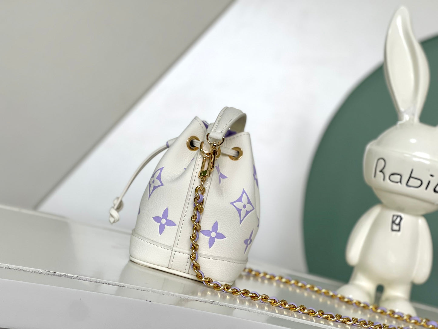 Louis Vuitton Elegant Purple Monogram Mini Drawstring Bucket Bag with Chain