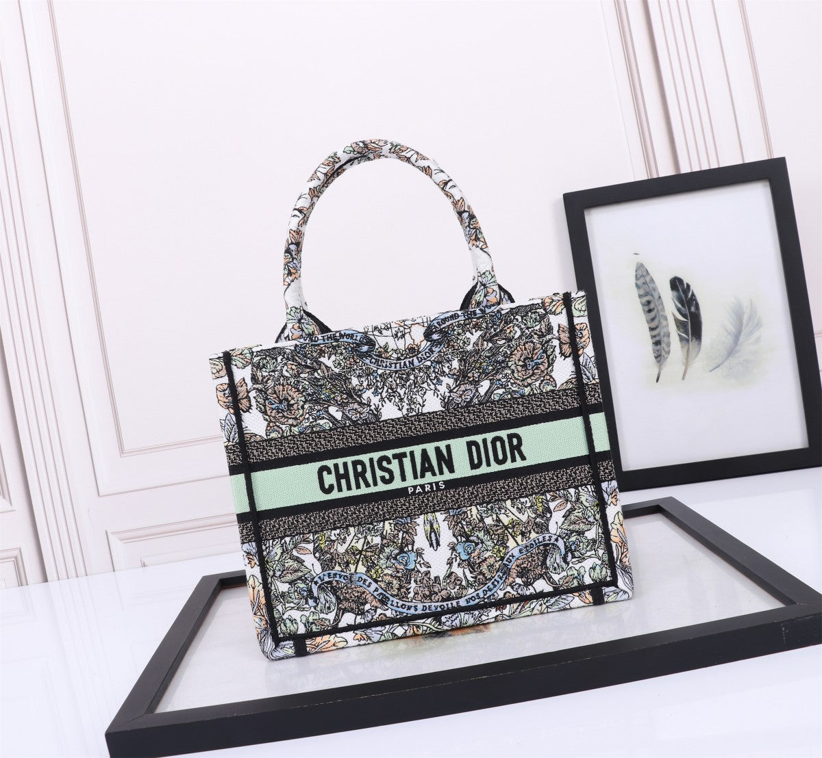Christian Dior Book Tote Medium - Multi-Color Embroidered Canvas Bag