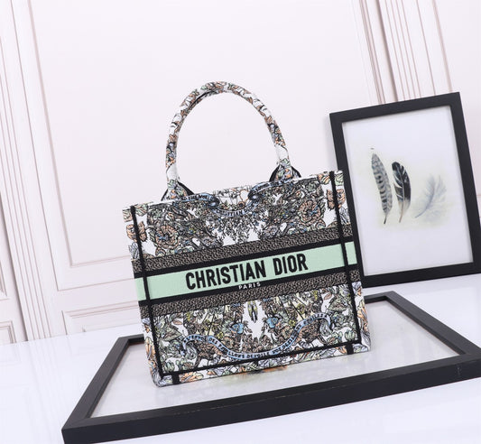 Dior Vintage Floral Tapestry Canvas Tote Bag with Top Handles