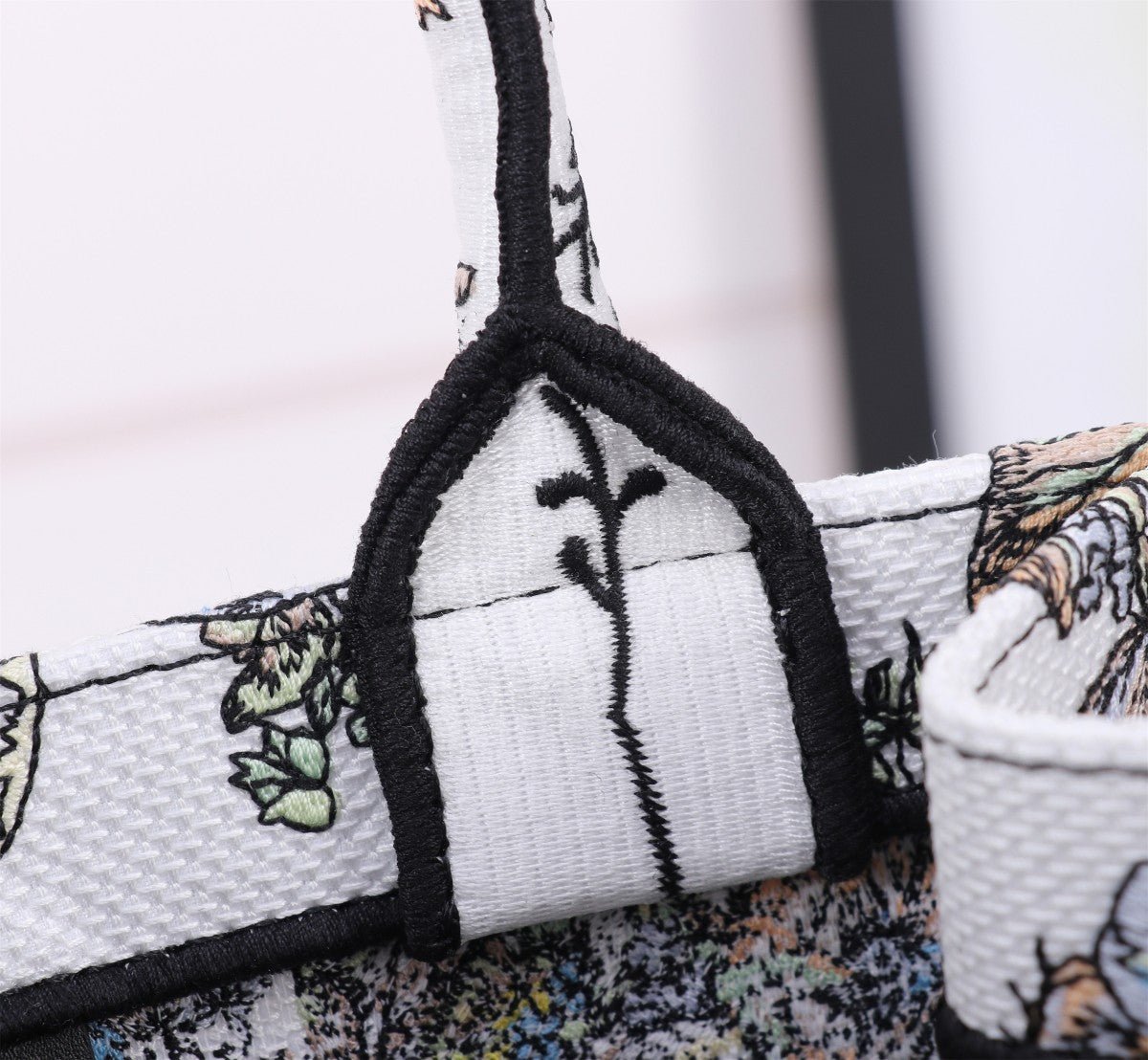 Christian Dior Book Tote - Multicolor Floral Embroidered Canvas with Green Band