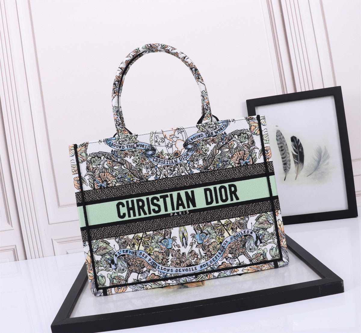 Dior Bohemian Floral Paisley Embroidered Canvas Tote Handbag