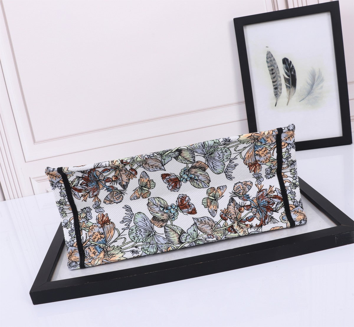 Christian Dior Medium Book Tote Bag with Multi-Color Embroidery