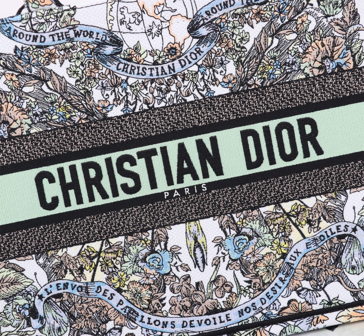 Dior Bohemian Floral Paisley Embroidered Canvas Tote Handbag
