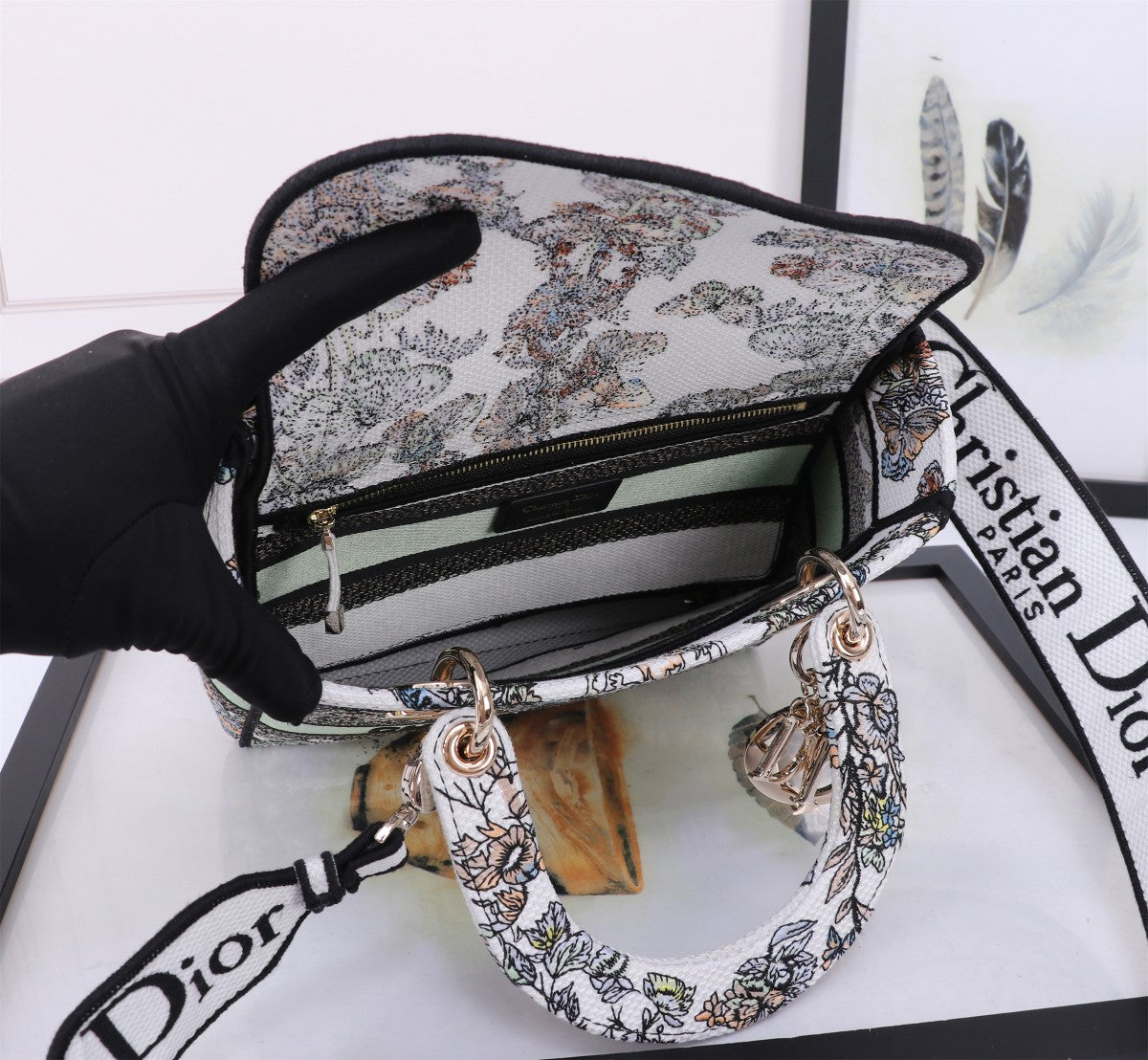 Christian Dior Lady D-Lite Bag with Multicolor Butterfly Embroidery