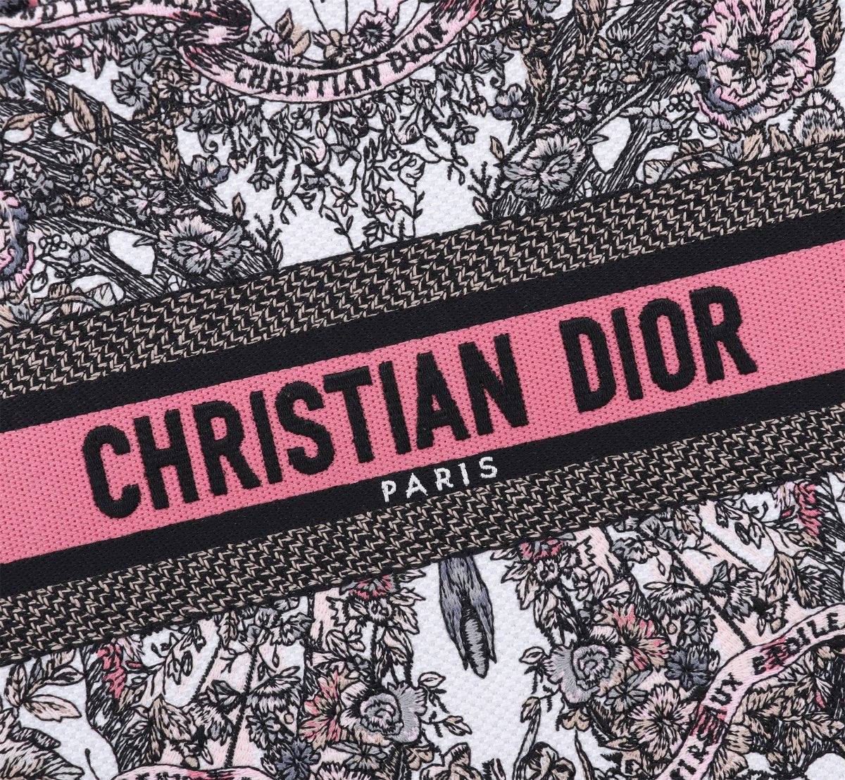 Dior Vintage Floral Jacquard Canvas Tote Bag with Top Handles
