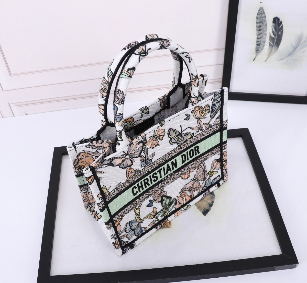 Christian Dior Butterfly Embroidered Book Tote Bag