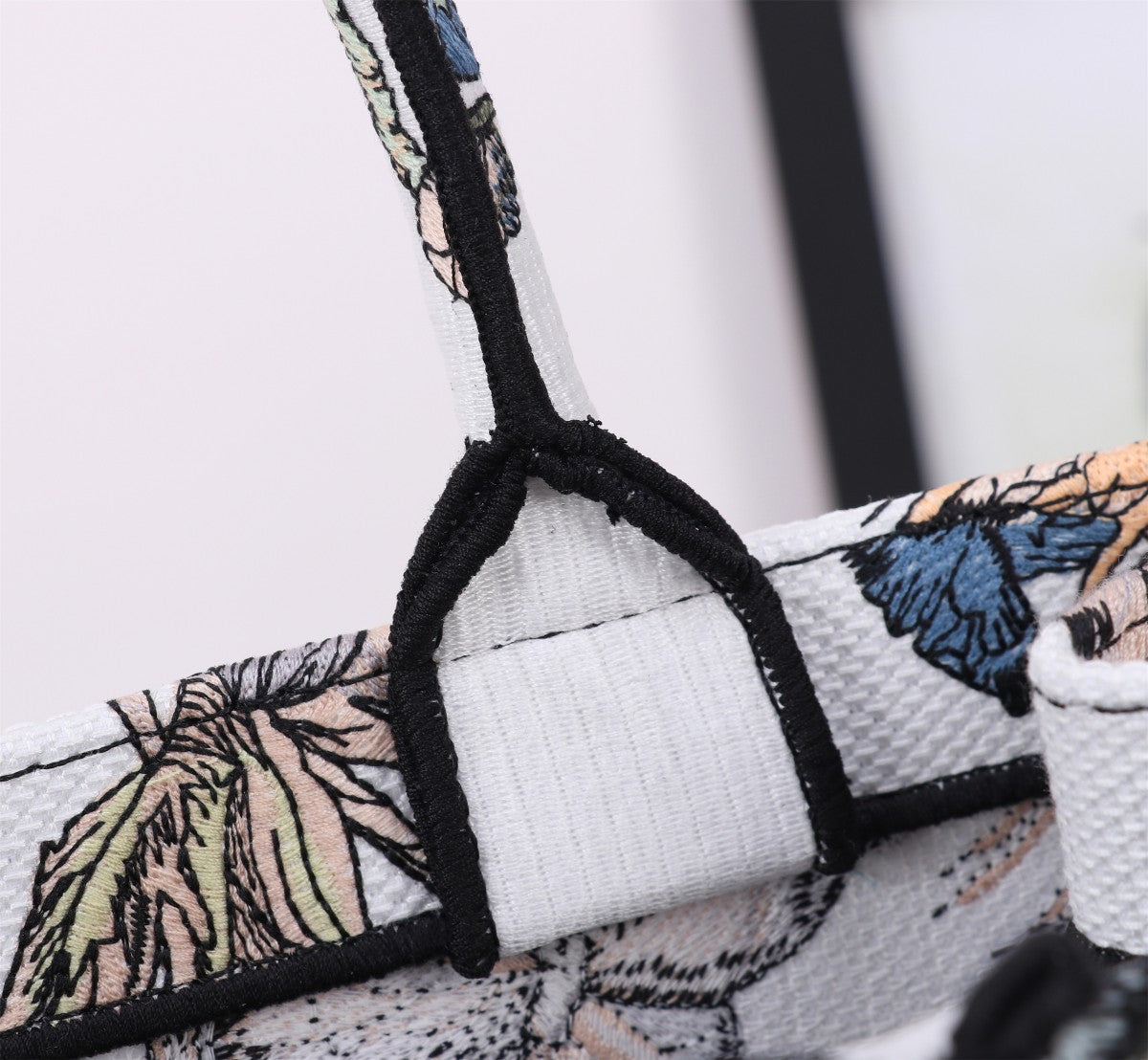 Dior Embroidered Butterfly Floral Canvas Tote Bag Travel Handbag