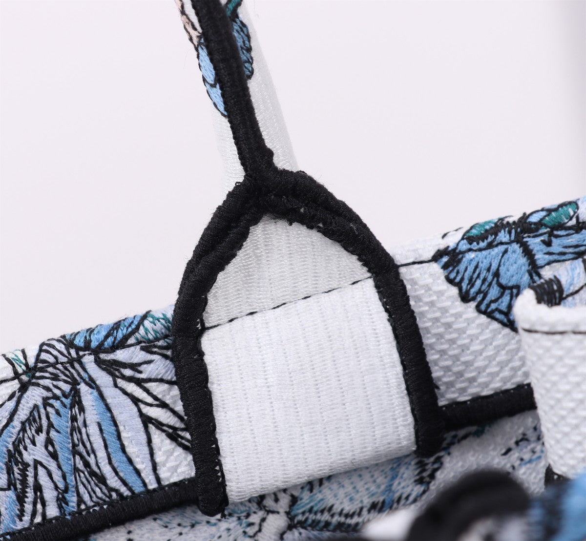 Dior Elegant Blue Butterfly Print Canvas Tote Bag with Handles